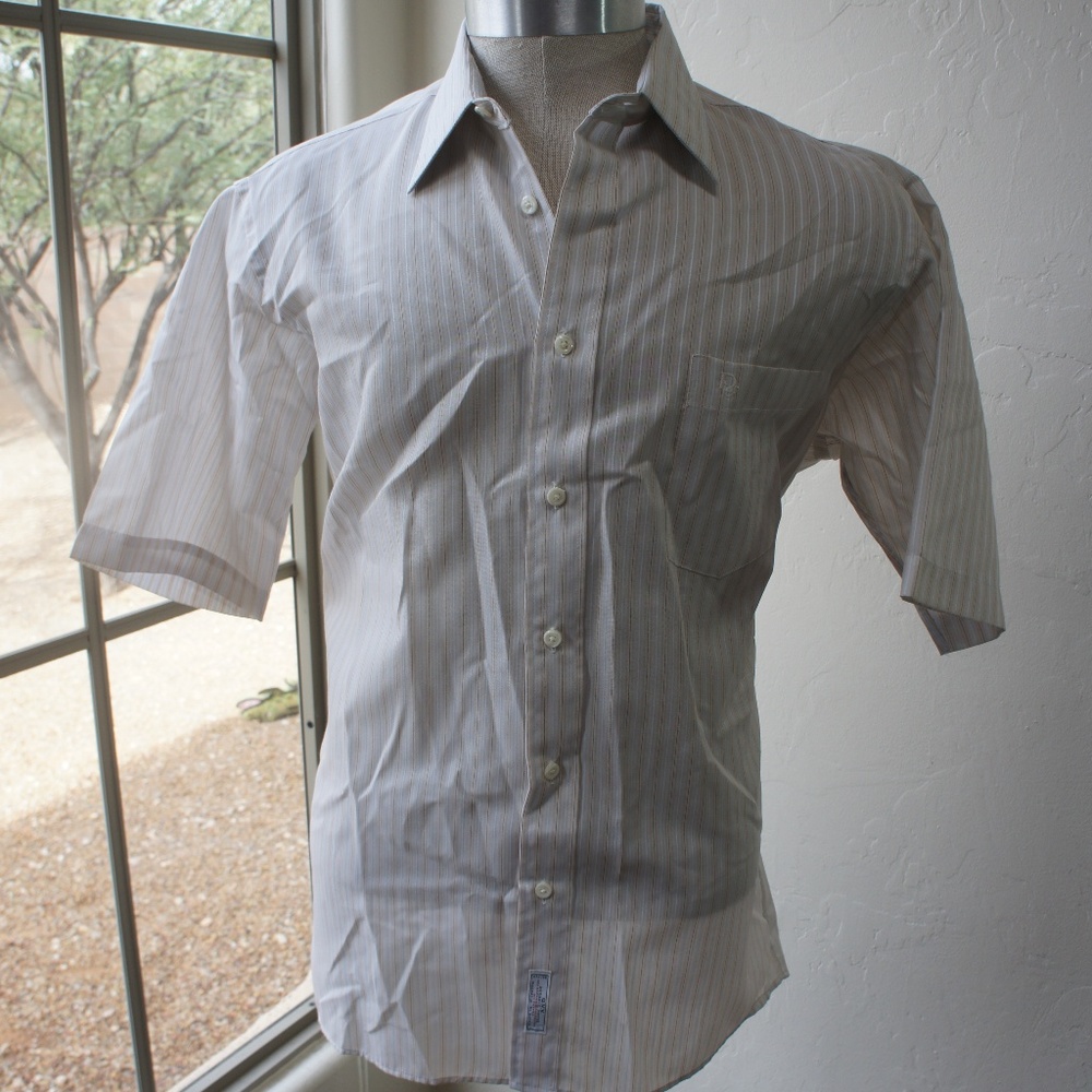 Christian Dior short sleeve tan stripes shirt 16 - Picture 2 of 7